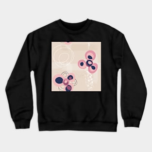 Pink abstract circle flowers on sand Crewneck Sweatshirt